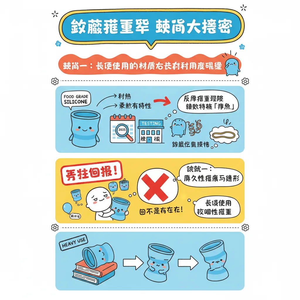 缺點一：長期使用下的材質老化與耐用度疑慮，這真的是矽膠摺疊杯缺點裡最讓人頭痛的一塊
